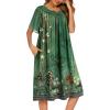 image:imageEkouaer Womens Nightgown Short Sleeve House Dress with PocketsFloral Print Mumu DressFloral Green