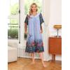 image:imageEkouaer Womens Nightgown Short Sleeve House Dress with PocketsFloral Print Mumu DressFloral Light Blue