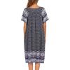 image:imageEkouaer Womens Nightgown Short Sleeve House Dress with PocketsFloral Print Mumu DressFloral Navy Blue