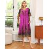 image:imageEkouaer Womens Nightgown Short Sleeve House Dress with PocketsFloral Print Mumu DressFloral Rose Red