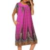 image:imageEkouaer Womens Nightgown Short Sleeve House Dress with PocketsFloral Print Mumu DressFloral Rose Red