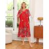 image:imageEkouaer Womens Nightgown Short Sleeve House Dress with PocketsFloral Print Mumu DressFlower Red