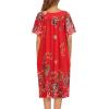 image:imageEkouaer Womens Nightgown Short Sleeve House Dress with PocketsFloral Print Mumu DressFlower Red