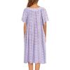 image:imageEkouaer Womens Nightgown Short Sleeve House Dress with PocketsFloral Print Mumu DressGarden Purple