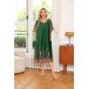 image:imageEkouaer Womens Nightgown Short Sleeve House Dress with PocketsFloral Print Mumu DressGreen Feather