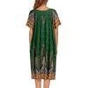 image:imageEkouaer Womens Nightgown Short Sleeve House Dress with PocketsFloral Print Mumu DressGreen Feather