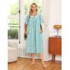 image:imageEkouaer Womens Nightgown Short Sleeve House Dress with PocketsFloral Print Mumu DressGreen Floral