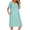 image:imageEkouaer Womens Nightgown Short Sleeve House Dress with PocketsFloral Print Mumu DressGreen Floral