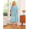 image:imageEkouaer Womens Nightgown Short Sleeve House Dress with PocketsFloral Print Mumu DressGreen Flower