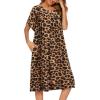 image:imageEkouaer Womens Nightgown Short Sleeve House Dress with PocketsFloral Print Mumu DressLeopard Print