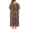 image:imageEkouaer Womens Nightgown Short Sleeve House Dress with PocketsFloral Print Mumu DressMz721