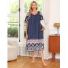 image:imageEkouaer Womens Nightgown Short Sleeve House Dress with PocketsFloral Print Mumu DressNavy Blue