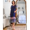 image:imageEkouaer Womens Nightgown Short Sleeve House Dress with PocketsFloral Print Mumu DressNavy Blue