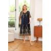 image:imageEkouaer Womens Nightgown Short Sleeve House Dress with PocketsFloral Print Mumu DressNavy Feather