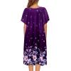 image:imageEkouaer Womens Nightgown Short Sleeve House Dress with PocketsFloral Print Mumu DressPurple Black Floral