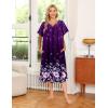 image:imageEkouaer Womens Nightgown Short Sleeve House Dress with PocketsFloral Print Mumu DressPurple Black Floral