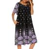 image:imageEkouaer Womens Nightgown Short Sleeve House Dress with PocketsFloral Print Mumu DressPurple Flower