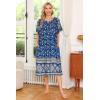image:imageEkouaer Womens Nightgown Short Sleeve House Dress with PocketsFloral Print Mumu DressRoyal Blue
