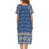 image:imageEkouaer Womens Nightgown Short Sleeve House Dress with PocketsFloral Print Mumu DressRoyal Blue