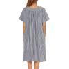 image:imageEkouaer Womens Nightgown Short Sleeve House Dress with PocketsFloral Print Mumu DressStripe Navy