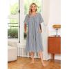 image:imageEkouaer Womens Nightgown Short Sleeve House Dress with PocketsFloral Print Mumu DressStripe Navy