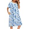 image:imageEkouaer Womens Nightgown Short Sleeve House Dress with PocketsFloral Print Mumu DressTie Dye Blue