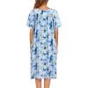 image:imageEkouaer Womens Nightgown Short Sleeve House Dress with PocketsFloral Print Mumu DressTie Dye Blue