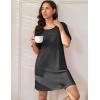 image:imageEkouaer Womens Nightgowns Short Sleeve Cotton Sleepwear Crew Neck Loungewear Color Block Nightshirt Summer DressesDark Grey