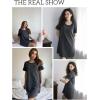 image:imageEkouaer Womens Nightgowns Short Sleeve Cotton Sleepwear Crew Neck Loungewear Color Block Nightshirt Summer DressesDark Grey