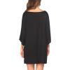 image:imageEkouaer Womens Sleepshirt Deep V Neck Nightgown Batwing Nightshirt Oversized SleepwearBlack