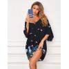 image:imageEkouaer Womens Sleepshirt Deep V Neck Nightgown Batwing Nightshirt Oversized SleepwearBlack Butterfly