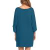 image:imageEkouaer Womens Sleepshirt Deep V Neck Nightgown Batwing Nightshirt Oversized SleepwearBlue Green
