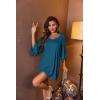 image:imageEkouaer Womens Sleepshirt Deep V Neck Nightgown Batwing Nightshirt Oversized SleepwearBlue Green