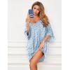 image:imageEkouaer Womens Sleepshirt Deep V Neck Nightgown Batwing Nightshirt Oversized SleepwearBlue Green Flower