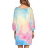 image:imageEkouaer Womens Sleepshirt Deep V Neck Nightgown Batwing Nightshirt Oversized SleepwearBlue Pink Tie Dye
