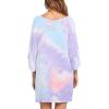 image:imageEkouaer Womens Sleepshirt Deep V Neck Nightgown Batwing Nightshirt Oversized SleepwearBlue Purple Tie Dye