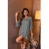image:imageEkouaer Womens Sleepshirt Deep V Neck Nightgown Batwing Nightshirt Oversized SleepwearGray