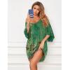 image:imageEkouaer Womens Sleepshirt Deep V Neck Nightgown Batwing Nightshirt Oversized SleepwearGreen Flower