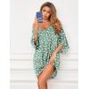image:imageEkouaer Womens Sleepshirt Deep V Neck Nightgown Batwing Nightshirt Oversized SleepwearGreen White Flower