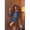 image:imageEkouaer Womens Sleepshirt Deep V Neck Nightgown Batwing Nightshirt Oversized SleepwearGrey Letters