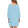 image:imageEkouaer Womens Sleepshirt Deep V Neck Nightgown Batwing Nightshirt Oversized SleepwearLight Blue