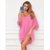 image:imageEkouaer Womens Sleepshirt Deep V Neck Nightgown Batwing Nightshirt Oversized SleepwearLight Pink