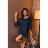 image:imageEkouaer Womens Sleepshirt Deep V Neck Nightgown Batwing Nightshirt Oversized SleepwearNavy