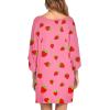 image:imageEkouaer Womens Sleepshirt Deep V Neck Nightgown Batwing Nightshirt Oversized SleepwearPink Strawberry