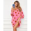 image:imageEkouaer Womens Sleepshirt Deep V Neck Nightgown Batwing Nightshirt Oversized SleepwearPink Strawberry