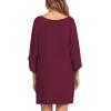 image:imageEkouaer Womens Sleepshirt Deep V Neck Nightgown Batwing Nightshirt Oversized SleepwearWine Red
