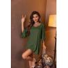 image:imageEkouaer Womens Sleepshirt Deep V Neck Nightgown Batwing Nightshirt Oversized SleepwearZarmy Green
