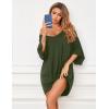 image:imageEkouaer Womens Sleepshirt Deep V Neck Nightgown Batwing Nightshirt Oversized SleepwearZarmy Green