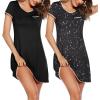 image:imageEkouaer 2 Pack Nightgowns for Women Night Dress Short Sleeve Womens Sleepwear Sleep Shirts Soft SXXLBlackblack Star