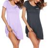 image:imageEkouaer 2 Pack Nightgowns for Women Night Dress Short Sleeve Womens Sleepwear Sleep Shirts Soft SXXLLilacdark Grey